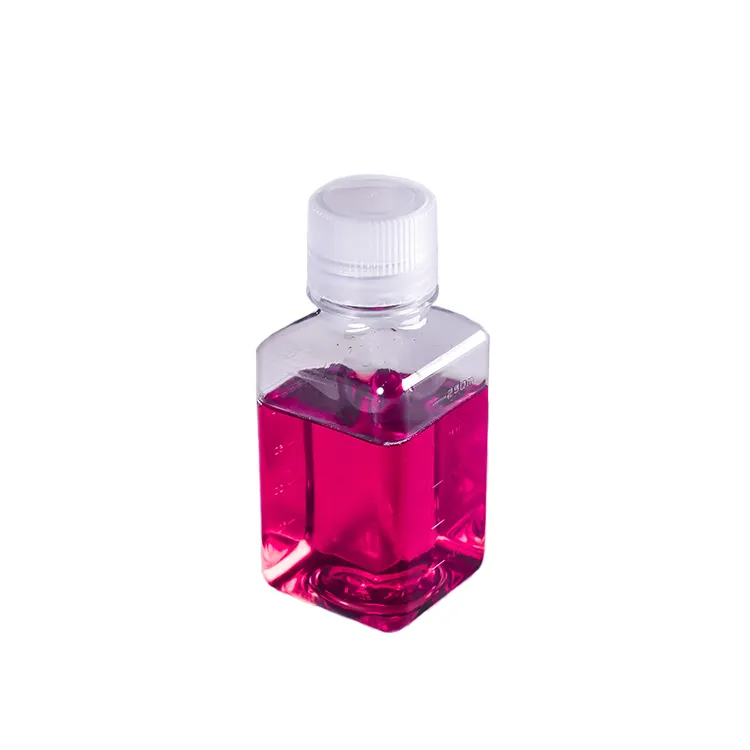 Biyokimya biyolojik kare şekli PETG depolama flakon steril vidalı hücre kültürü şişe 500ml 250ml 125ml 1L