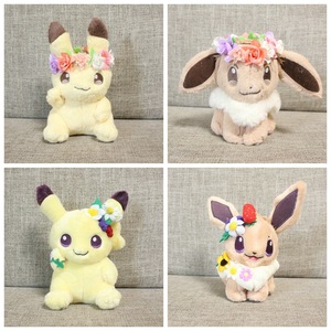Date mignon printemps Festival Pokemoned en peluche poupée Eevee fleurs anneau <span class=keywords><strong>Pikachu</strong></span> jouets en peluche - Product Image 2