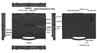 Ordinateur portable industriel le moins cher, Intel Core I7-1165G7, 14'', 16 Go + 256 Go SSD, IP65, robuste, Windows, avec RJ45 ou RS232/485