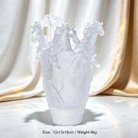 Vase Cheval au Galop en Verre Ambré Liuli, Sculpture en Cristal Faite à la Main, Décoration de Table de Luxe pour la Maison, Ornement Cadeau d'Entreprise Personnalisé avec Logo