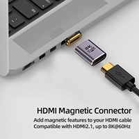Adaptor Magnetik HDTV Sudut Berbeda 2.1 Female Male untuk Konektor Output 8K 60Hz 4K 120Hz Laptop PC Monitor TV Konsol Game