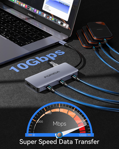 Тройной дисплей USB3.2 концентратор, 10 Гбит/с док-станция для трех мониторов MST SST 8 в 1 с 100 Вт PD - Product Image 3