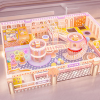 Aire de jeux intérieure commerciale sur le thème des bonbons, labyrinthe multi-niveaux, parc de jeux intérieur pour enfants
