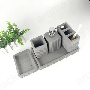 European Luxury New Modern Industrial Style Concrete Cement Grey Bathroom Accessories