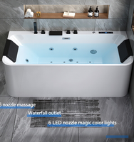Baignoire épaissie en acrylique intelligente à température constante avec fonction de massage et de douche intégrée pour deux personnes
