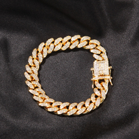Lieyuyuan — collier hip hop en zircon cubique, 10mm, chaîne à mailles cubaines, Bracelet, vente en gros, bijoux pour femmes et hommes