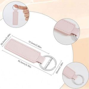 Custom LOGO PU Leather Keychains Rectangular Engraving Blanks Keychains with <b>Key</b> <b>Ring</b> for Chain Stamping DIY Crafts Accessories - Product Image 2