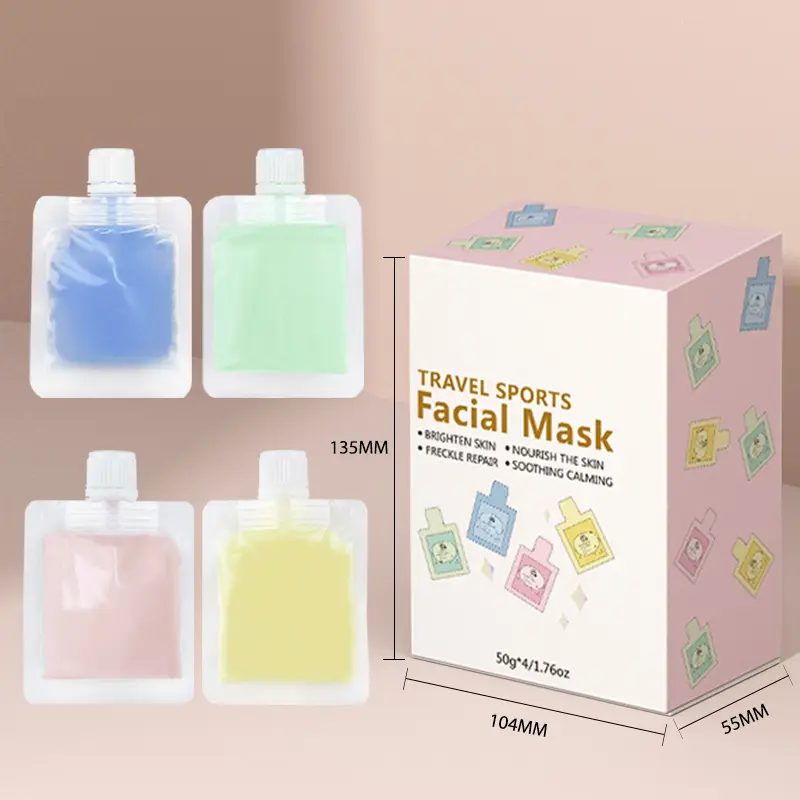 Máscara facial com infusão de ervas de 4 cores hidratante e branqueadora de mel orgânico de marca própria para cuidados com a pele