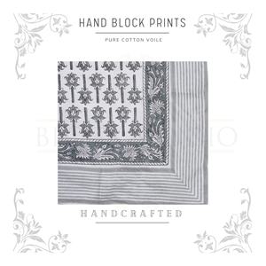 Moonlight Grey Hand Block Print Cotton <b>Sarong</b> Wrap for Women, Lightweight Bikini Cover-Up, Summer Beach & Resort Wear - Product Image 3