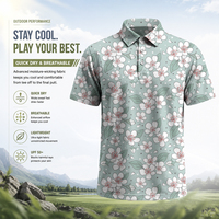 Polo homme de haute qualité, motif floral imprimé, manches courtes, été, polo de golf, t-shirt de sport doux, imprimé