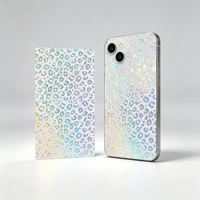 Pegatinas Transparentes de Cristal Láser con Diseño de Leopardo para la Parte Trasera del Teléfono, Película Decorativa Brillante y Colorida para Máquina de Corte con Plotter