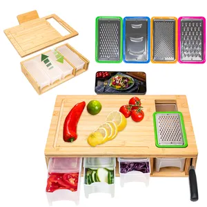 Removable Top Meal Prep Station Bamboo Cutting Board Ood Storage Tray With Lids And Containers