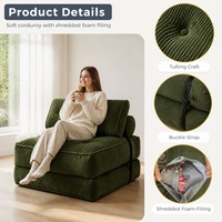 Canapé-lit de sol moderne en velours côtelé, pliable, avec coussin capitonné, fauteuil lounge convertible pour invités, mobilier de dortoir et de maison, vente en gros