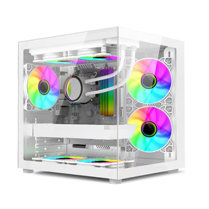 उच्च गुणवत्ता एल्यूमीनियम मिश्र धातु M-<span class=keywords><strong>ATX</strong></span>/itx संगत पीसी गेमिंग मामले आधुनिक पारदर्शी समशीड ग्लास साइड पैनल मध्य टॉवर - Product Image 2