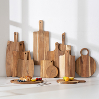 Planche à découper et à servir en bois d'acacia de qualité professionnelle avec poignée pour viande, légumes, fruits, fromage, charcuterie