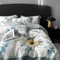 Ensemble de literie en viscose de bambou antibactérien naturel, imprimé floral, respirant, rafraîchissant, drap, housse de couette, taie d'oreiller