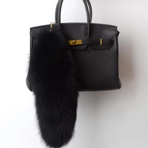 Gran oferta, llavero de cola de zorro a la moda, borla de piel de cola de Lobo, etiqueta de bolso, negro y marrón Pompón, llavero, soporte, correa, cadena, regalos - Product Image 1