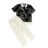 Ensemble 2 pièces décontracté d'été pour homme en polyester 260 GSM, motif tie-dye abstrait, avec pantalon à cordon de serrage, vente en gros OEM, grande taille africaine