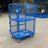 Conteneur à linge portable robuste et durable en acier galvanisé, chariot pliable à quatre roues avec cadre pliable sur 4 côtés