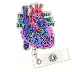 Wholesale PVC Acrylic Medical Retractable Heart Nurse Badge Reel Clip Keychain Doctor Accessories with <b>ID</b> Card <b>Holder</b> for Work - Product Image 1