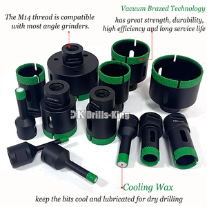 Kit di Punte Diamantate a Segmenti M14 Brasate Sottovuoto, Set di Punte per Carotaggio Diamantate, Set di Punte per Foratura Piastrelle - Product Image 4