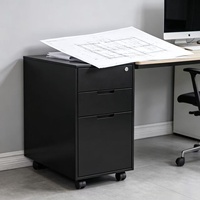 Armoire à dossiers en acier à 3 tiroirs, meuble mobile en métal avec serrure à clé pour un rangement sécurisé des dossiers sur le lieu de travail