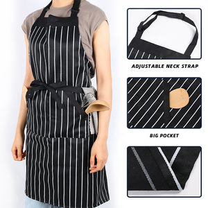 Tùy Chỉnh Đồng Bằng Dài Bib Điều Chỉnh Khả Năng Chịu Nước In Logo 2 Túi Màu Đen <span class=keywords><strong>Polyester</strong></span> Bông Nấu Ăn Tạp Dề Nhà Bếp - Product Image 4