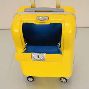 Yellow 16-Inch Square Student Trolley <b>Suitcase</b> With Swivel <b>Wheels</b> For Travel Carry-On - Product Image 2