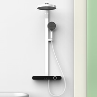 Ensemble de douche de robinets thermostatiques modernes en laiton gris pistolet avec noyau de valve en céramique, montage mural, pulvérisation douce pressurisée à une poignée