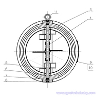 Clapet anti-retour à double volet de type Wafer en fonte ductile ANSI Classe 125/150 DIN BS PN16 avec bouchon en acier au carbone