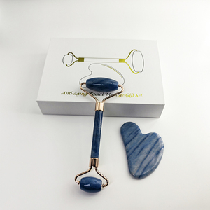 Handheld Natural pink Rose Quartz Crystal Face Massage Real Jade Facial Roller and <strong>Gua</strong> <strong>Sha</strong> <strong>Set</strong> - Product Image 5