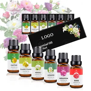 Custom Wholesale Aromatherapy 10ml Ylang Ylang Blue Lotus Floral Themed Essential Oil Set