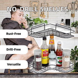Scaffale Metallico Antiruggine a Singolo Ripiano, Senza Foratura, Adesivo Senza Tracce <span class=keywords><strong>per</strong></span> Bagno, <span class=keywords><strong>Lavabo</strong></span>, Cucina e Garage - Product Image 2