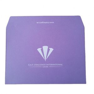 Custom Gift Envelope Packaging 3D Embossed Hot Stamp Gold Foil Logo Purple Envelope - Product Image 1