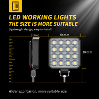 Lampe de travail LED pour voiture, accessoire pour véhicule, projecteur convexe de forme carrée, 16, 48W