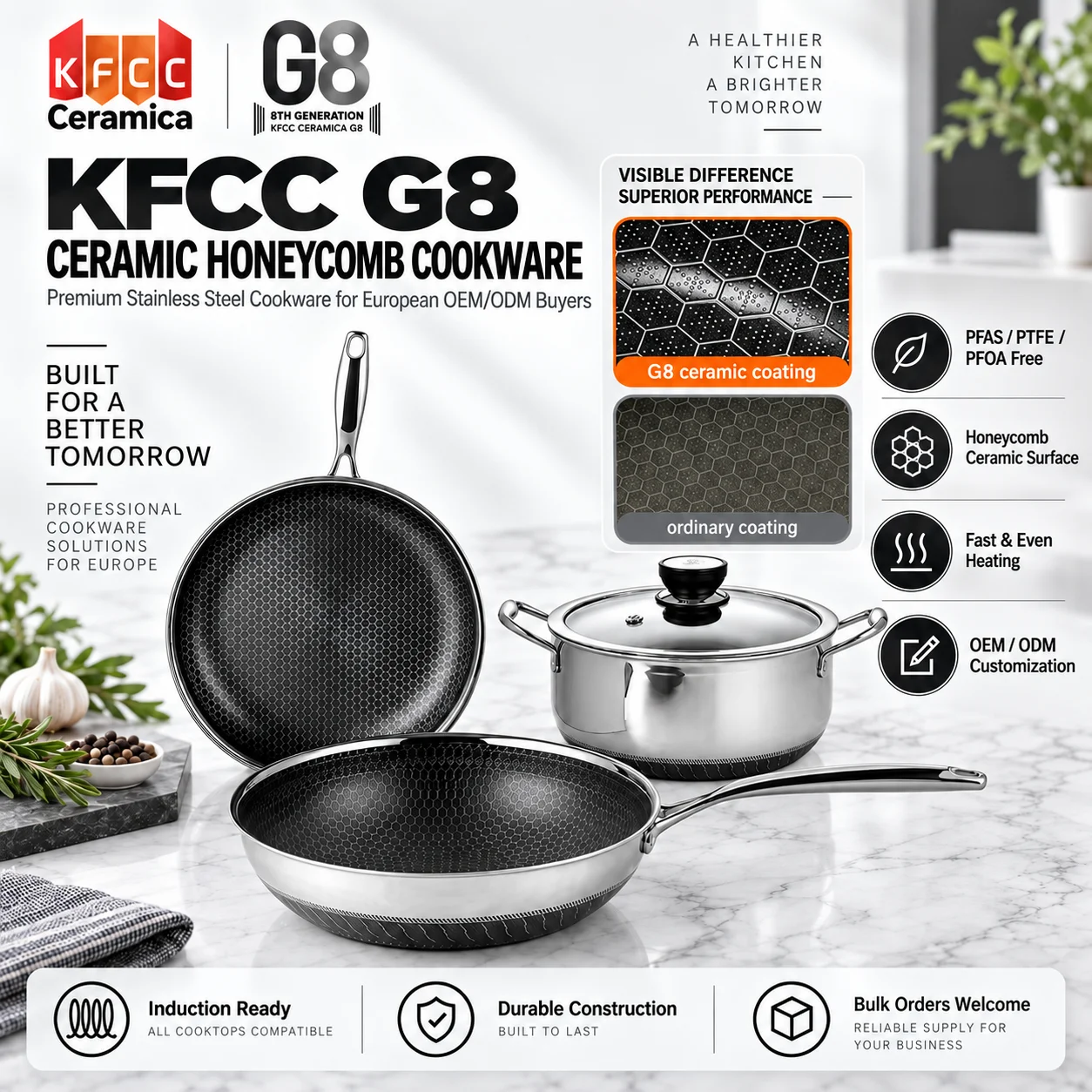 Wholesale Stainless Steel High Quality Cooking Pot Set Kitchen Eco-friendly Honeycomb Pots and Pans Non-stick Cookware Set · image 1