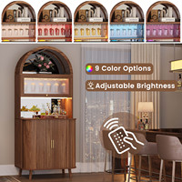 Meuble de rangement moderne Toptrue en bois et verre pour vin, étagère de présentation pour bar, salon, salle à manger