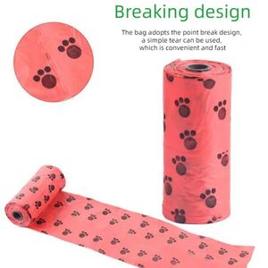 Rouleaux de sacs à déjections canines jetables imprimés sur mesure, multicolores, écologiques, fournitures de nettoyage en PET, biodégradables, en plastique et polyester - Product Image 3