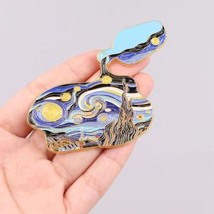Broche de Esmalte Suave con Diseño de Pintura al Óleo de Van Gogh, Girasoles y Estrellas, para Ropa y Mochilas - Product Image 5