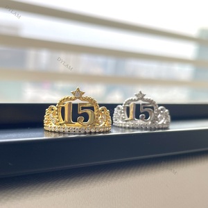 Dylam Symbol Quinceanera <span class=keywords><strong>Queen</strong></span> <span class=keywords><strong>of</strong></span> Star Girl zircone cubico 15 anni regalo di compleanno Anillo de 15 anos anelli in argento Sterling - Product Image 2