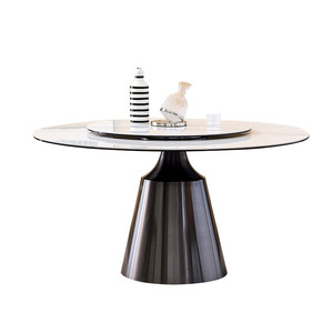 Italian Style Round Stone Slab Dining Table With Rotatable Top For Home And Hotel Use - Product Image 2
