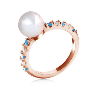 Fancy Design Ring mit <span class=keywords><strong>Swarovski</strong></span> Pearl Daisini Zirkonia 925 Sterling Silber Eleganter Damen Schmuck ring verziert - Product Image 5