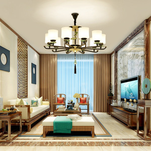 โคมไฟระย้าสไตล์จีนทรงกลม ขั้วหลอด E27 หลอดไส้ 6 8 10 12 หัว สำหรับห้องนั่งเล่น วิลล่า ร้านอาหาร - Product Image 4