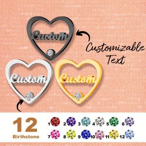 Broche personnalisée YBcustom en forme de cœur avec pierre de naissance des 12 mois et strass, bijou unisexe, cadeau d'anniversaire - Product Image 3