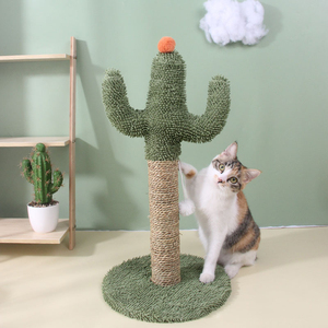 Factory Direct Sale Durable Cactus Cat Scratching Post Cat Scratcher Toy With Dangling Ball