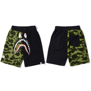 Shorts décontractés mi-longs unisexe en coton pur avec cordon de serrage, motif camouflage requin, lumineux, pour la plage - Product Image 2