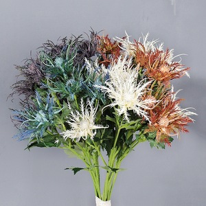 ดอกเออรินจิมประดิษฐ์สีขาวนม สีฟ้าอ่อน สีส้มเข้ม สีม่วงเข้ม สีฟ้า แจกันพลาสติก จัดดอกไม้ - Product Image 1