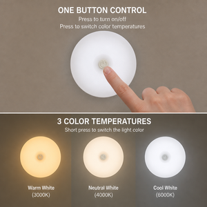 Circular rechargeable LED night <b>light</b> <b>with</b> adjustable three colour temperatures, eye-friendly bedside lamp, suitable for the bed - Product Image 2
