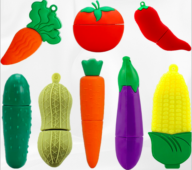 Custom Logo Vegetable & Fruit Shaped USB Flash Drive Carrot Tomato Peanut Corn Design Novelty Promotional Gift