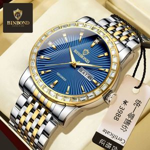 นาฬิกาข้อมือผู้ชาย Binbond B9757 9757 แบรนด์ดัง ตัวเรือนสแตนเลส กันน้ำ เข็มเรืองแสง ดีไซน์หรูหรา สำหรับผู้ชาย - Product Image 1